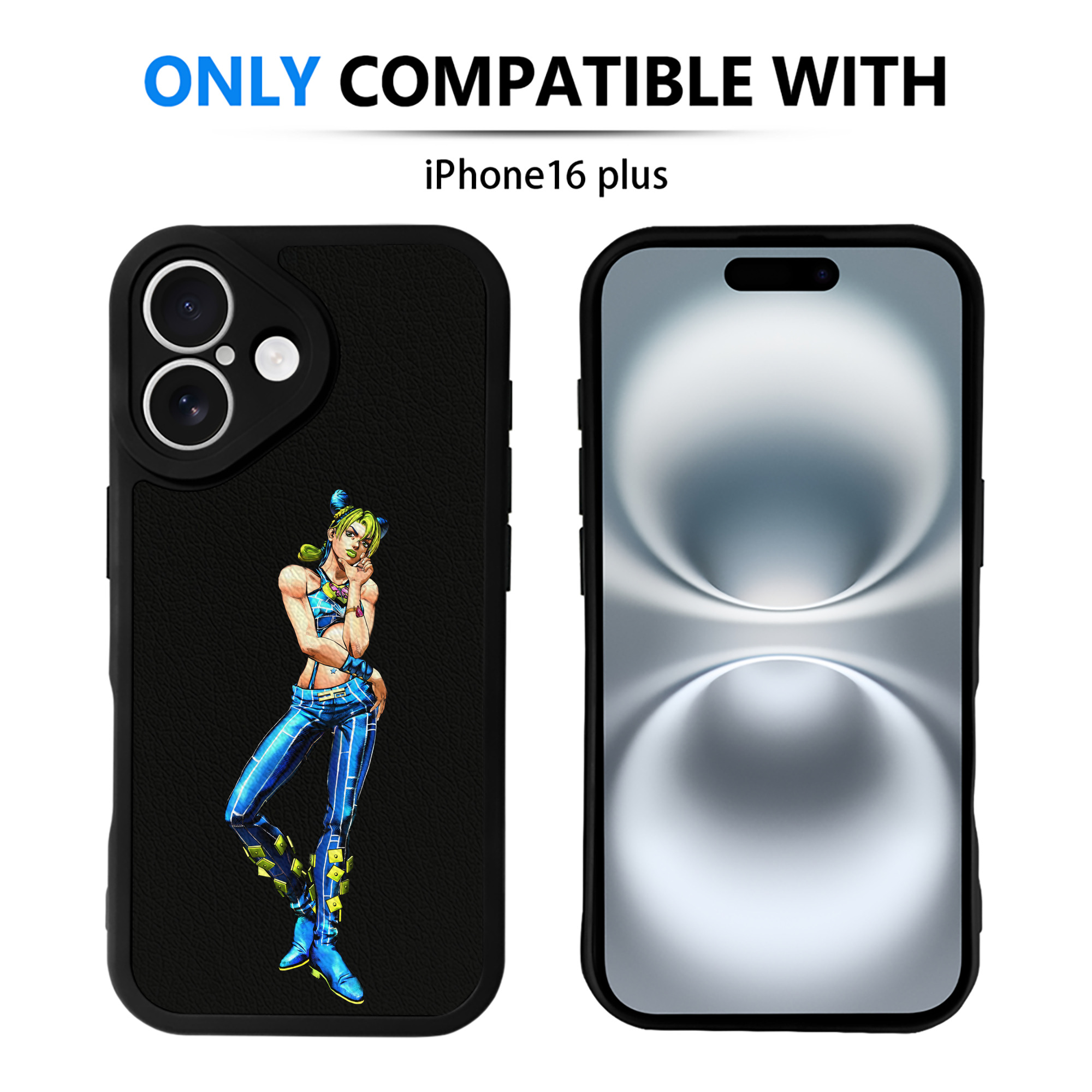 （画像用） "ジョジョの奇妙な冒険 くうじょう ジョリーン JoJo's Bizarre Adventure Jolyne Cujoh " 【iPhone 16シリーズ対応】シリコンスマホケース（レザー調） 材質：シリコン